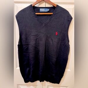 Polo Ralph Lauren Black Sweater Vest. Size XL EUC